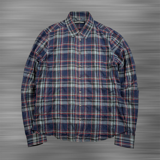 Chrome Hearts Leather Cross Patch Flannel Shirt