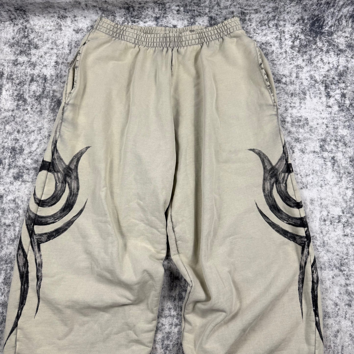 Balenciaga Distressed Baggy Tribal ‘Beige’ Sweatpants