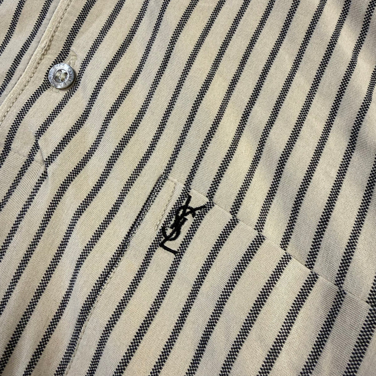 Vintage Yves Saint Laurent Pour Homme Striped Long Sleeve Polo
