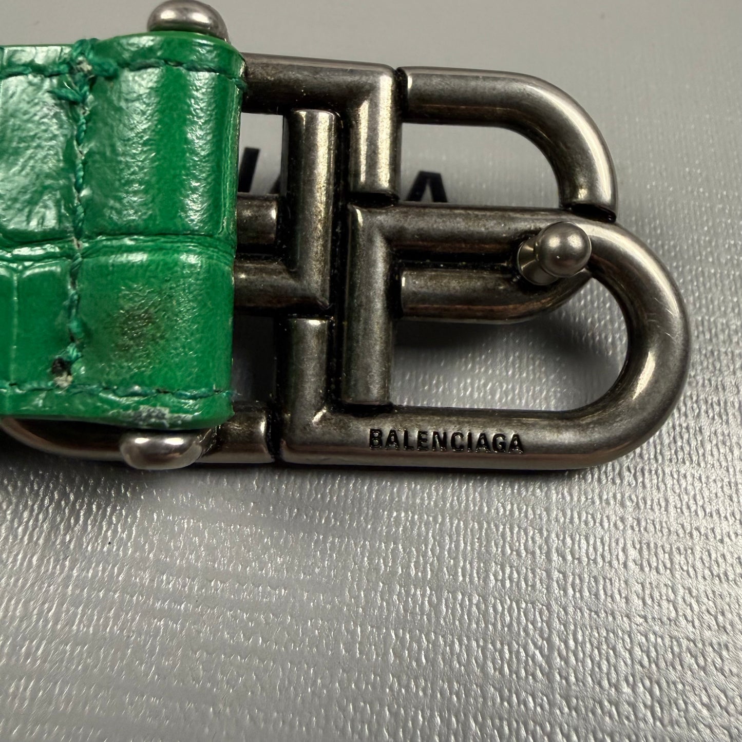 Balenciaga Croc Embossed BB Logo ‘Green’ Belt