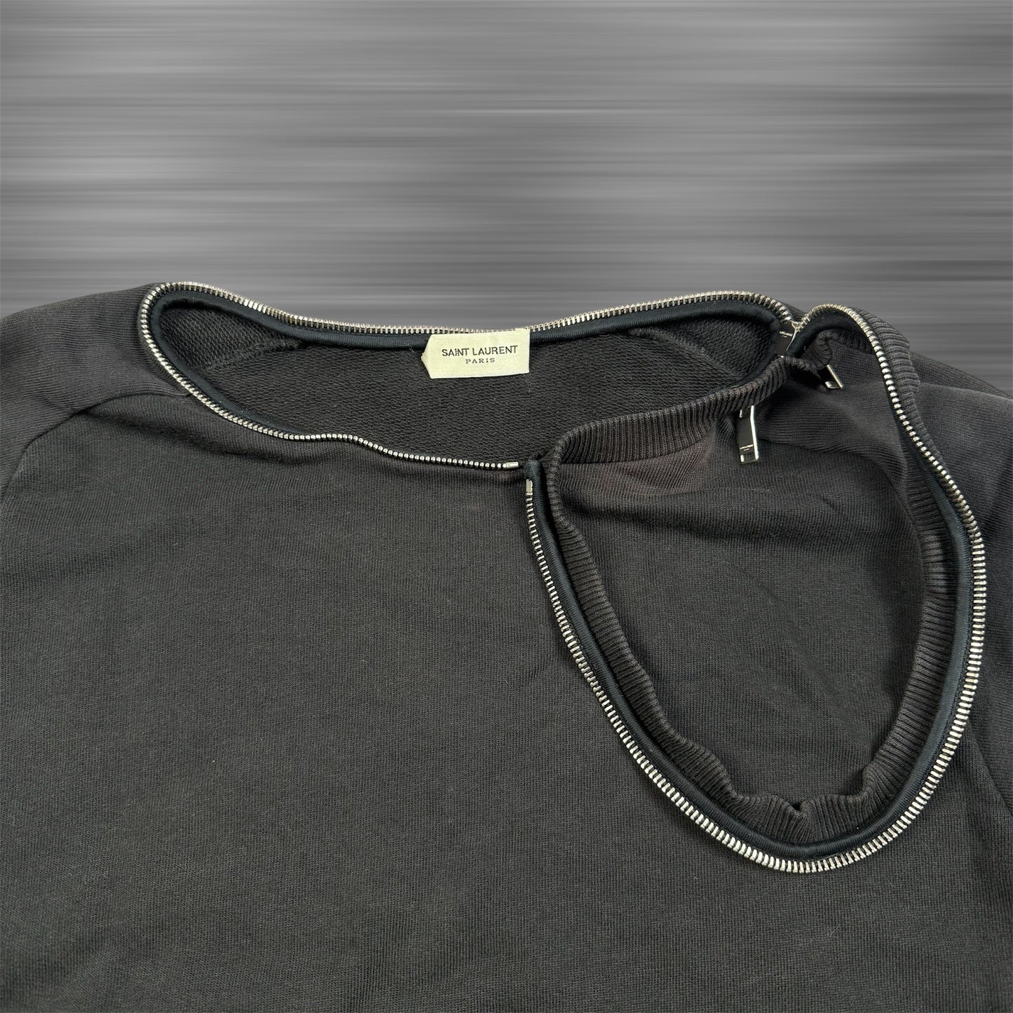 Saint Laurent collar zip black sweatshirt by Hedi Slimane