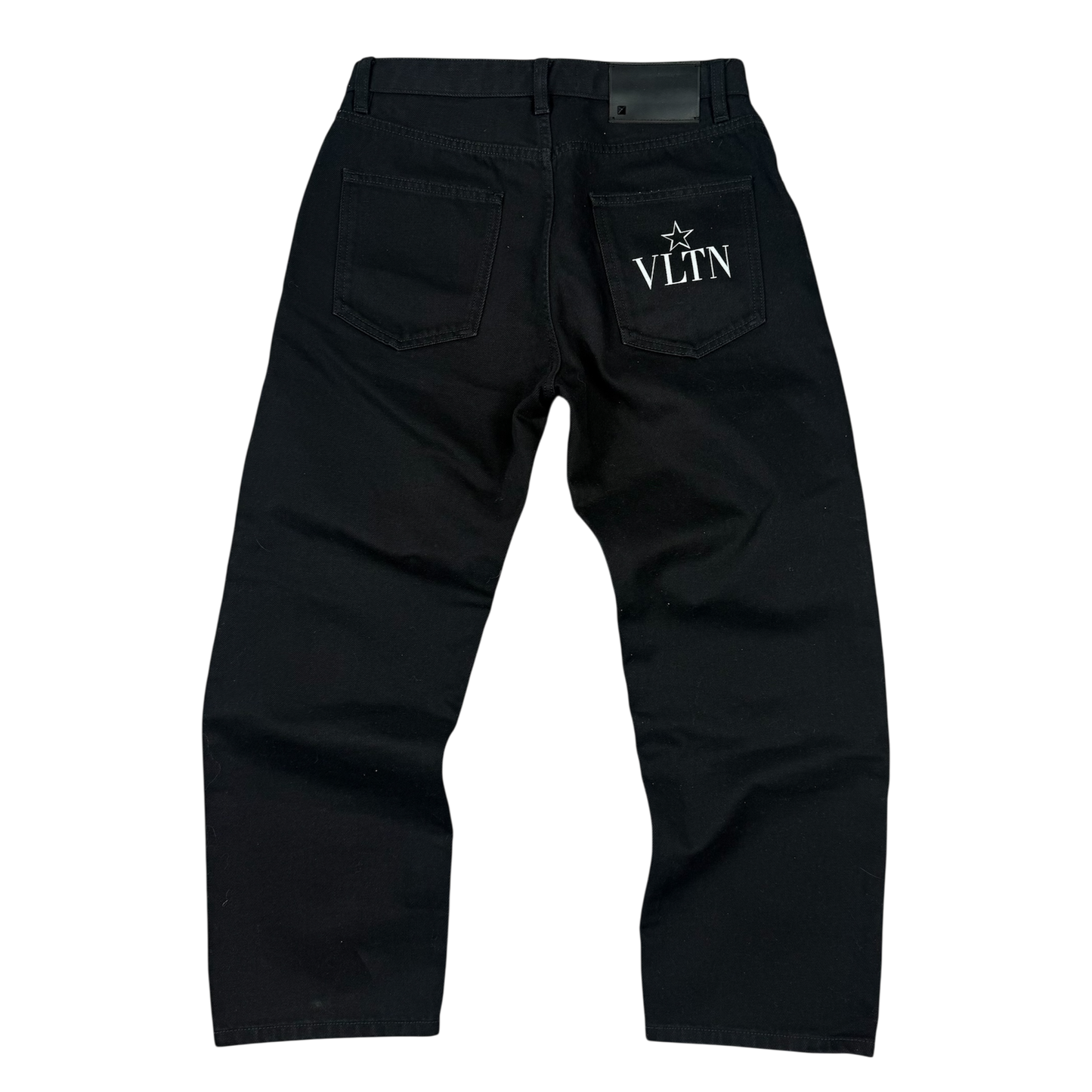 Valentino VLTN Logo Print Washed Denim ‘Black’ Straight Jeans
