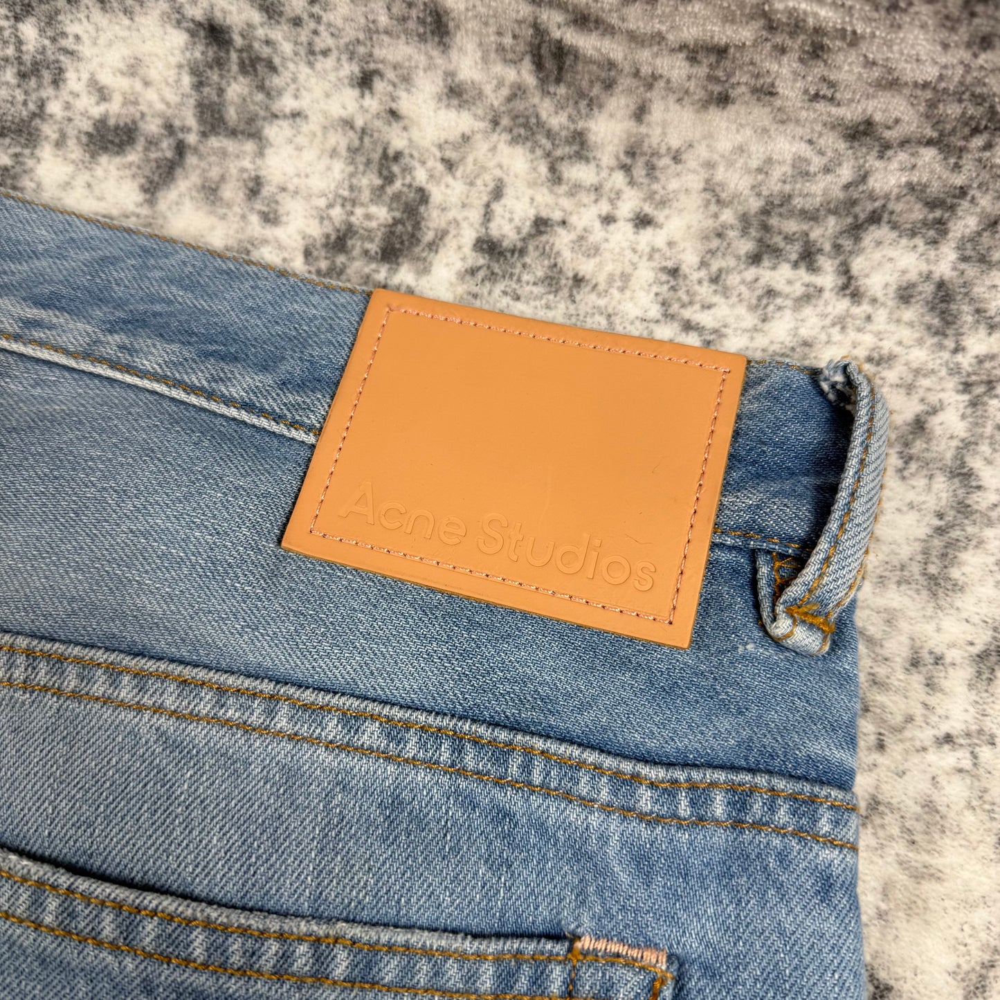 Acne Studios Wide-Leg Distressed Jeans In Light Blue Denim