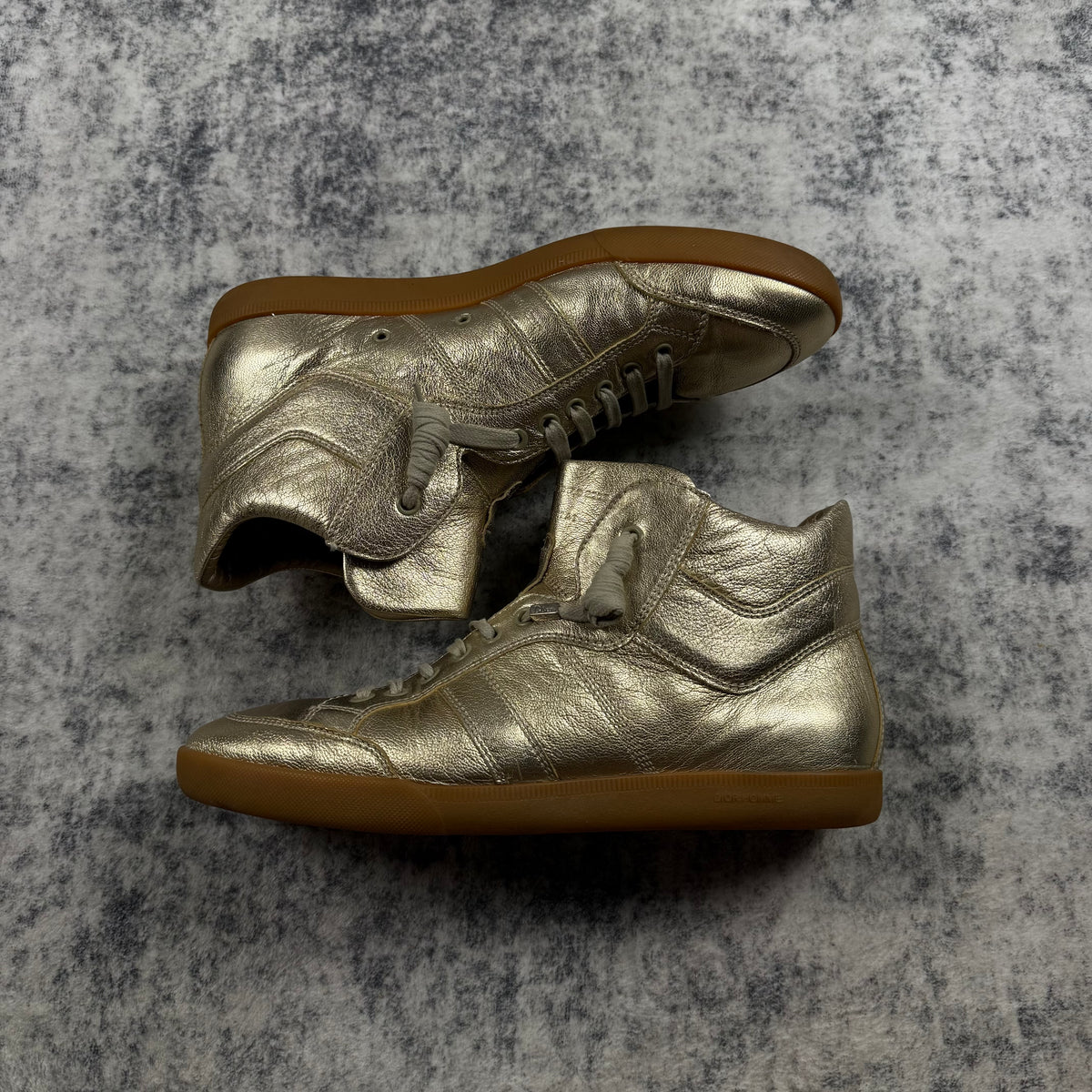 Dior Homme Hedi Slimane Era Metallic Gold Leather High Top Sneakers
