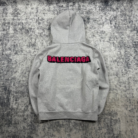Balenciaga Logo Patch Hoodie Grey/Pink (2017)