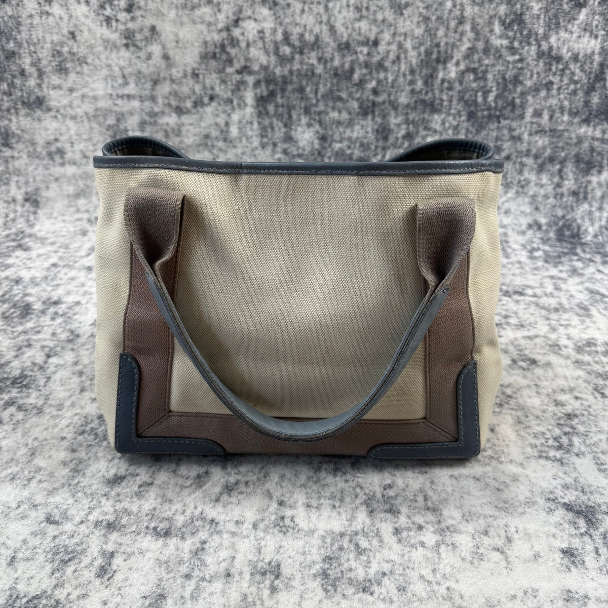 Balenciaga Navy Cabas Small Canvas Tote Bag