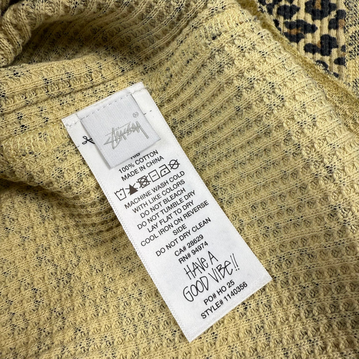 Stussy Thermal Big Logo Leopard Long Sleeve