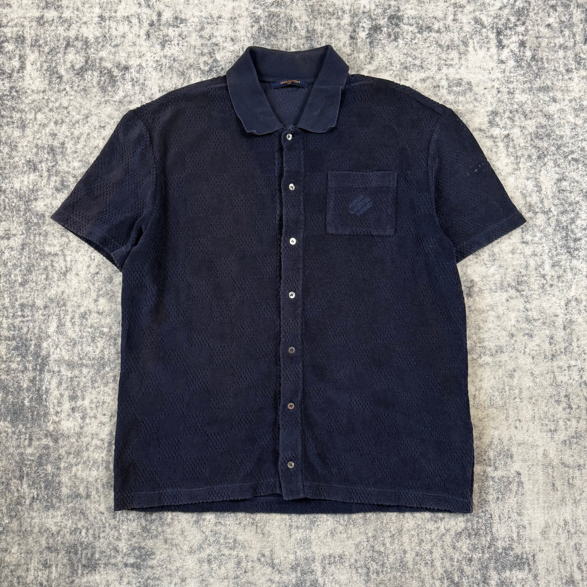 Louis Vuitton Damier French Terry Short-Sleeved Cotton-Blend Shirt