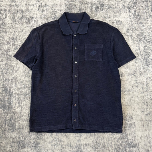 Louis Vuitton Damier French Terry Short-Sleeved Cotton-Blend Shirt
