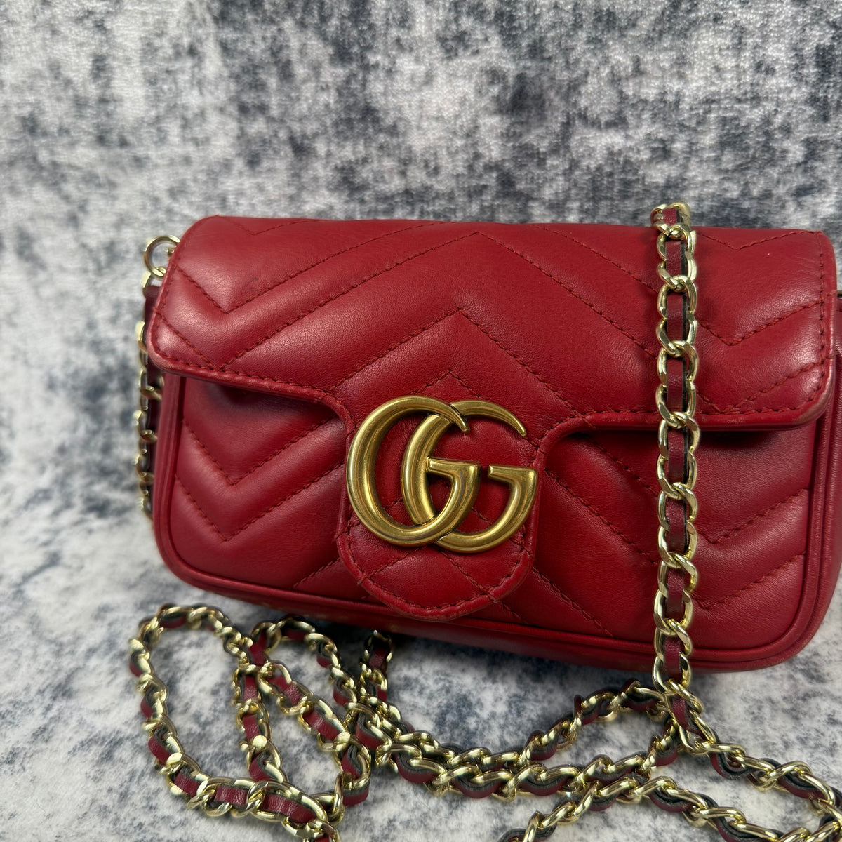 Gucci GG Marmont Red Matelassé Super Mini Bag