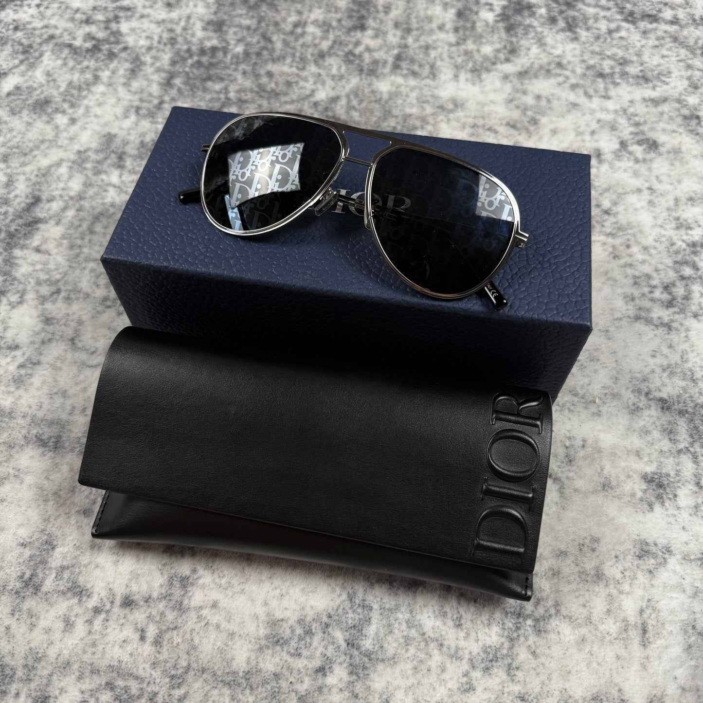 Dior Aviator Sunglasses Oblique Monogram Lens Silver