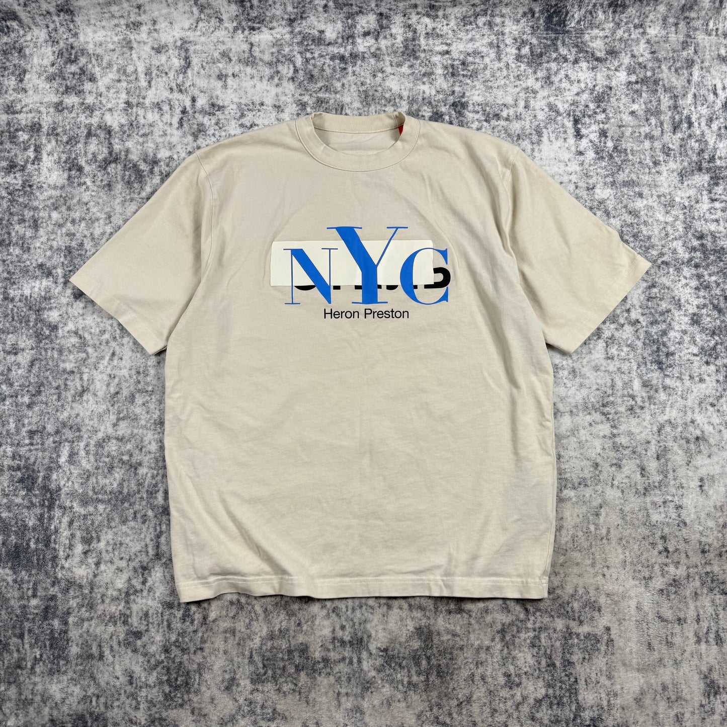 HERON PRESTON Nyc Censored T-Shirt In Ivory Blue