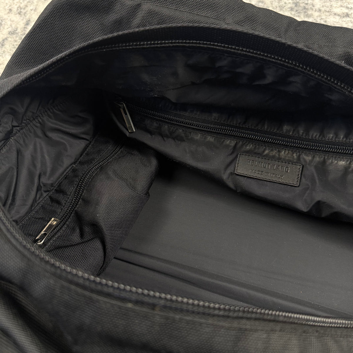 Helmut Lang 1990s Vintage Black Nylon Weekender Duffle Bag