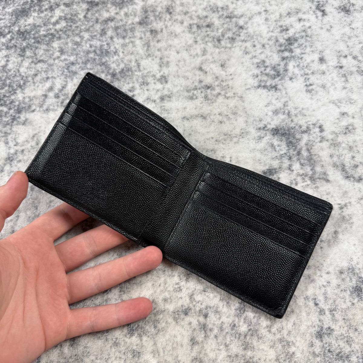 Saint Laurent Paris Black Grain de Poudre Leather Bifold Wallet