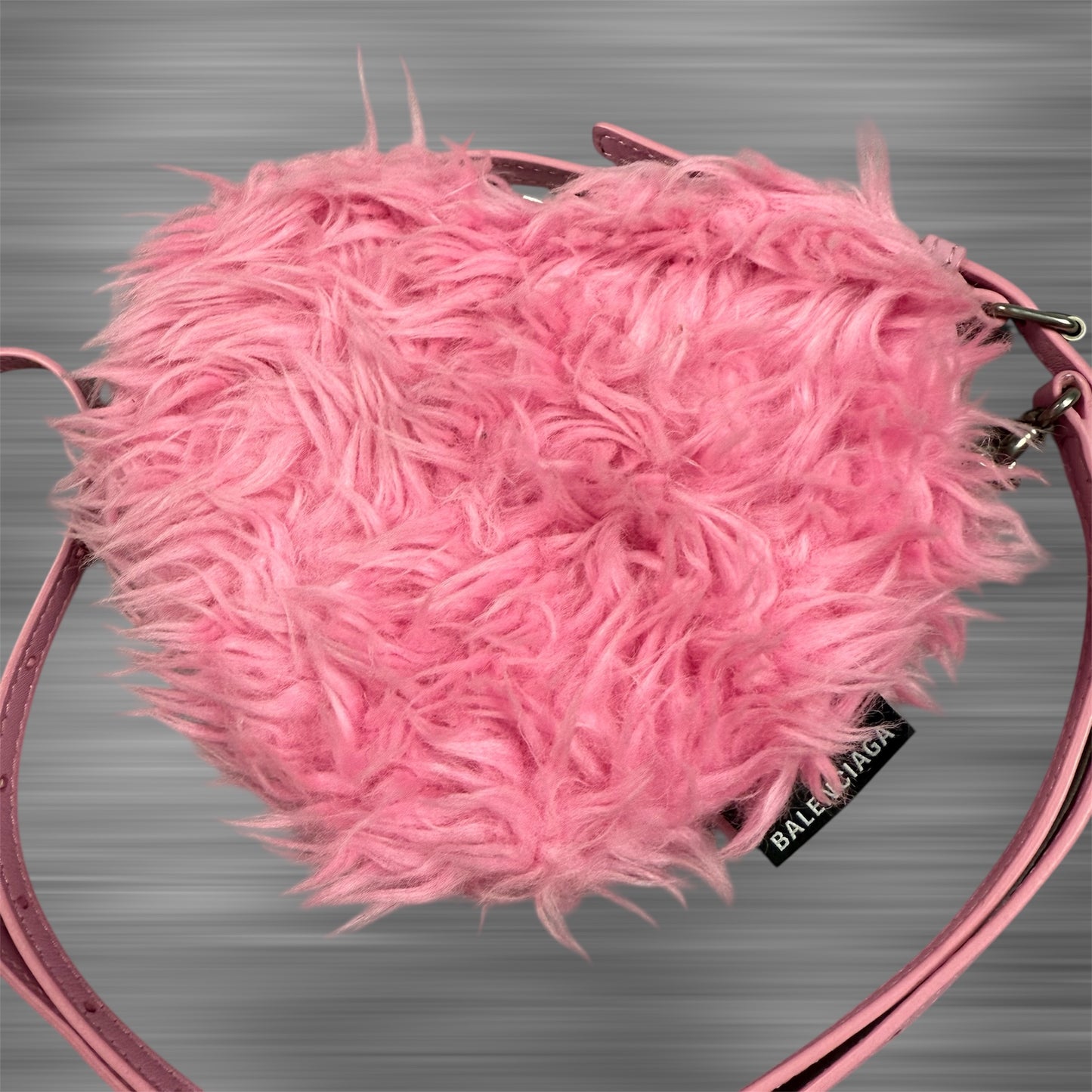 Balenciaga Faux Fur Heart Mini ‘Pink’ Crossbody Bag