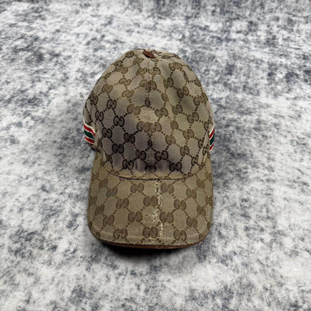 Gucci Vintage GG Monogram Web Stripe Baseball Cap