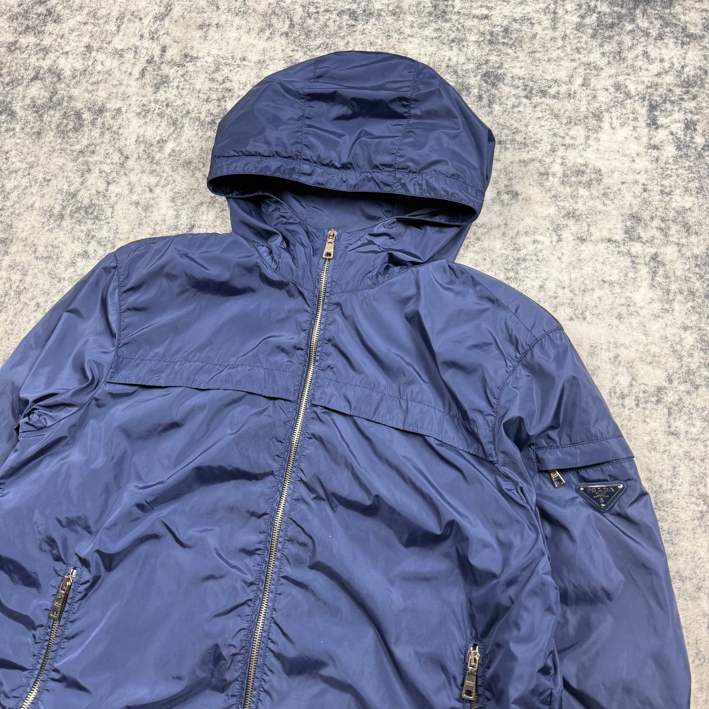 Prada Sport SGA466 Nylon Hooded Jacket Navy Blue