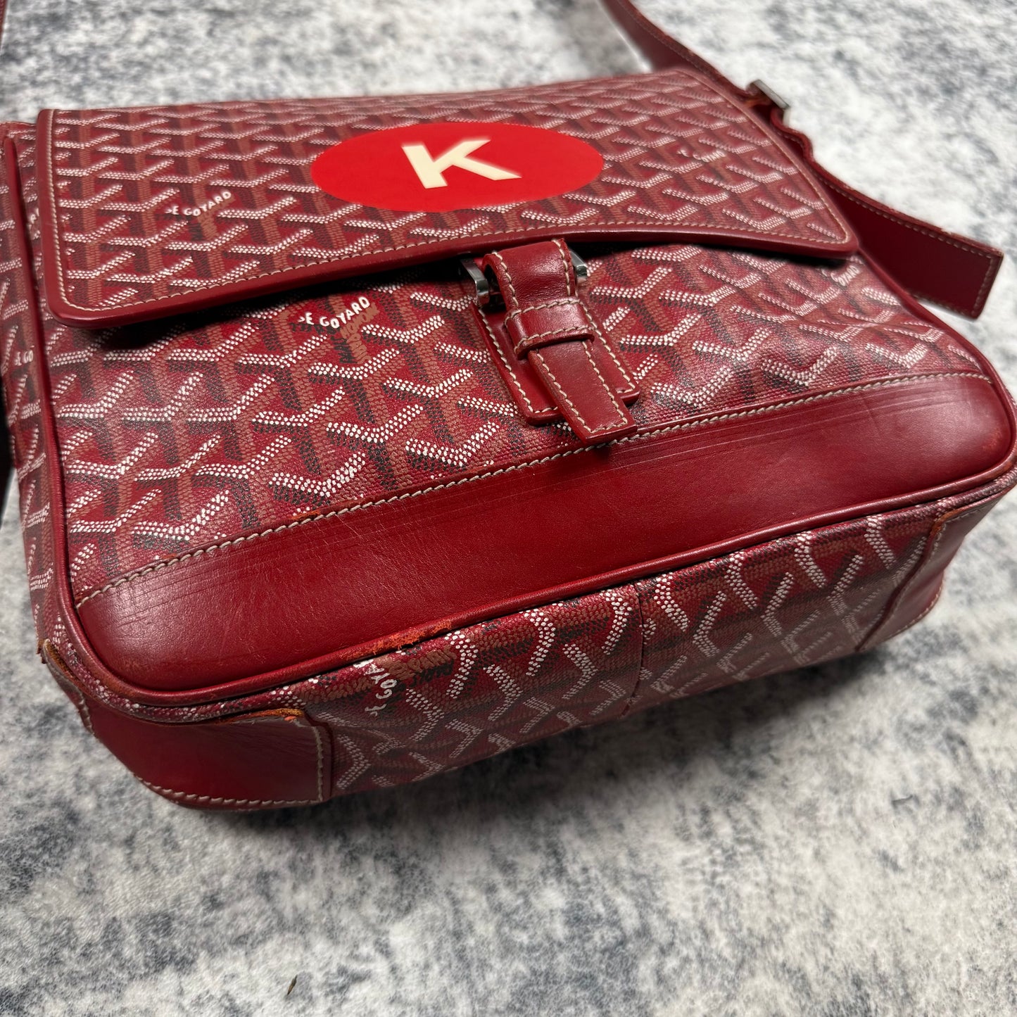 Goyard Grand Bleu MM Personalized “K” Crossbody Messenger Bag