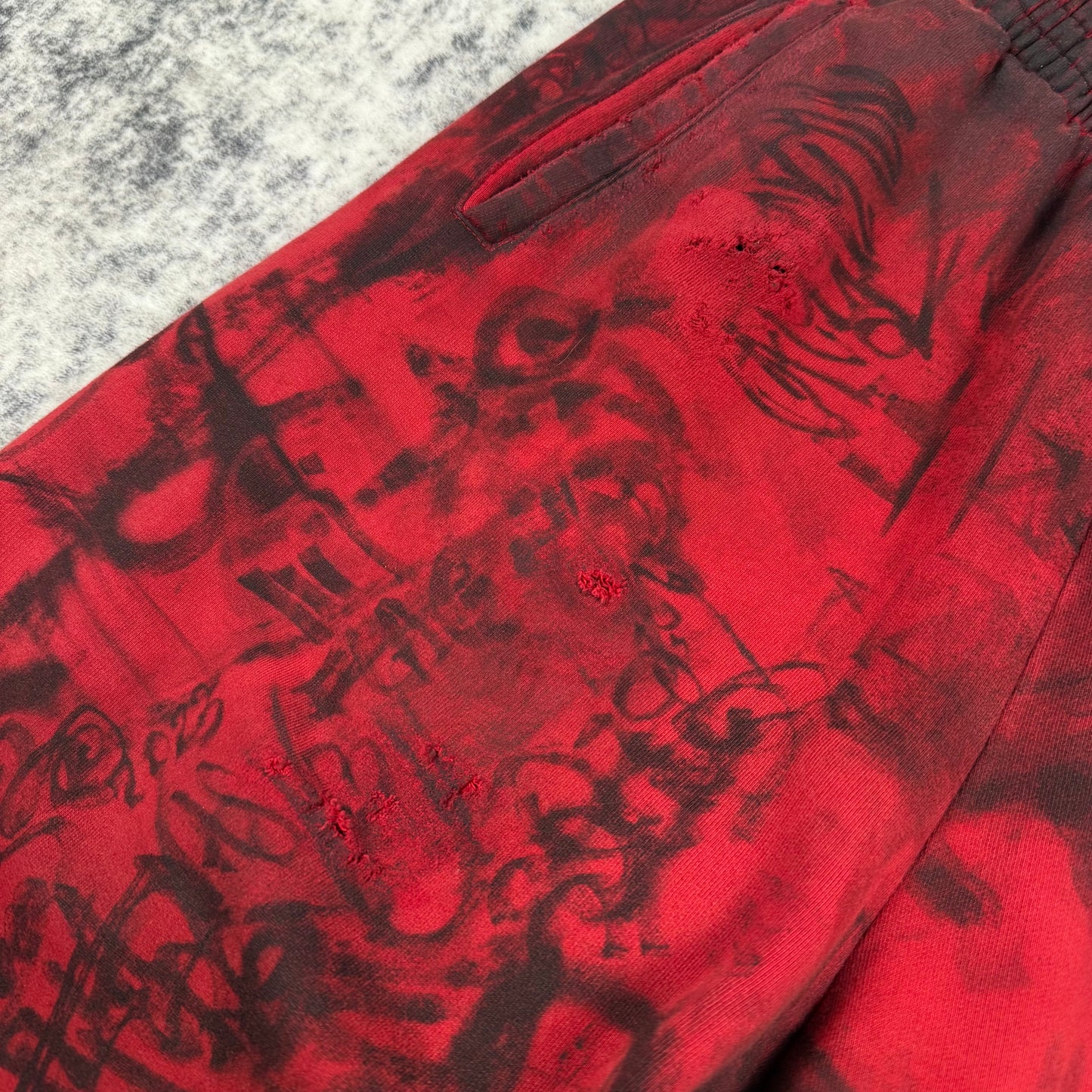 Balenciaga Sample Distressed Graffiti Print ‘Red’ Sweatpants