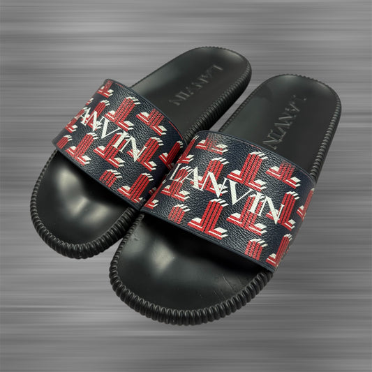 Lanvin Arpegie Logo Slides in ‘Dark Blue/Red’