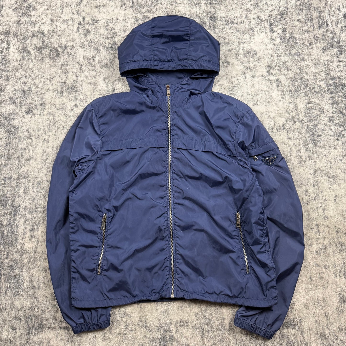 Prada Sport SGA466 Nylon Hooded Jacket Navy Blue