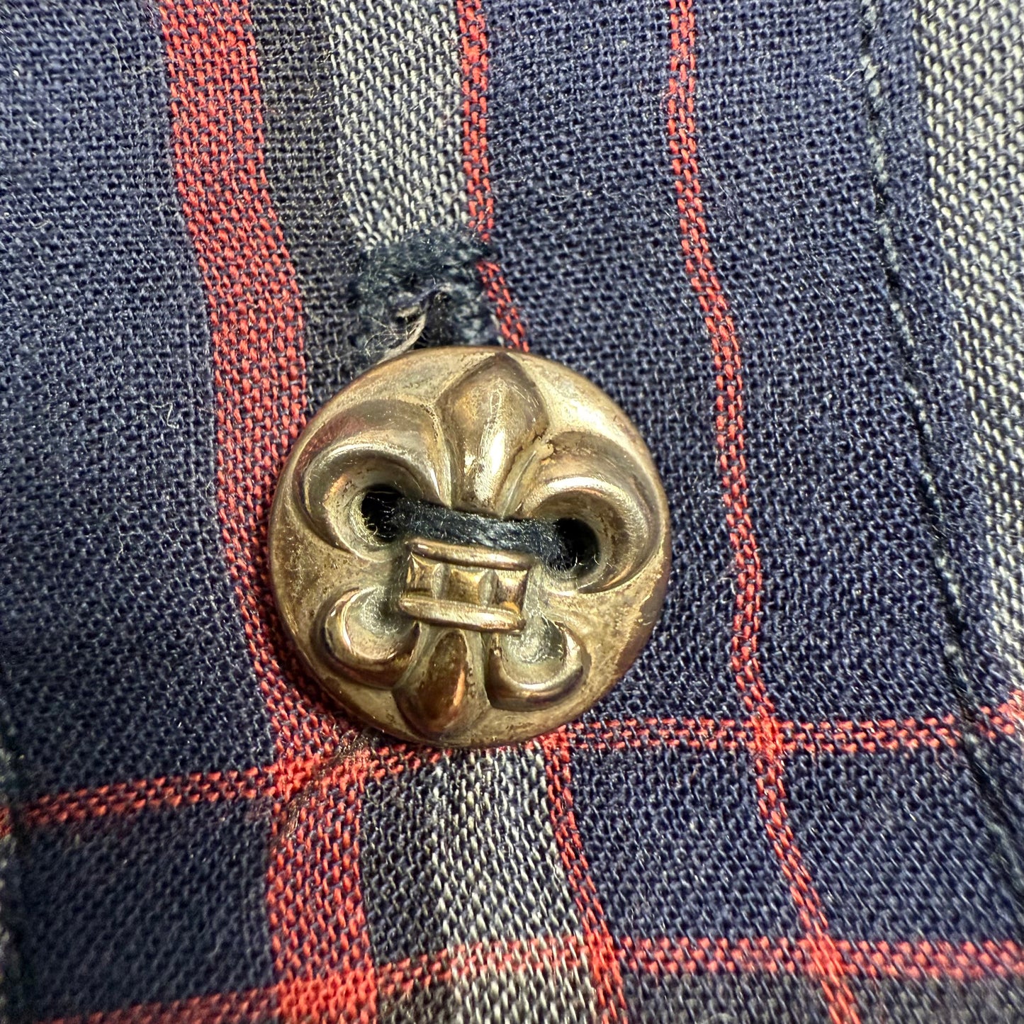 Chrome Hearts Leather Cross Patch Flannel Shirt