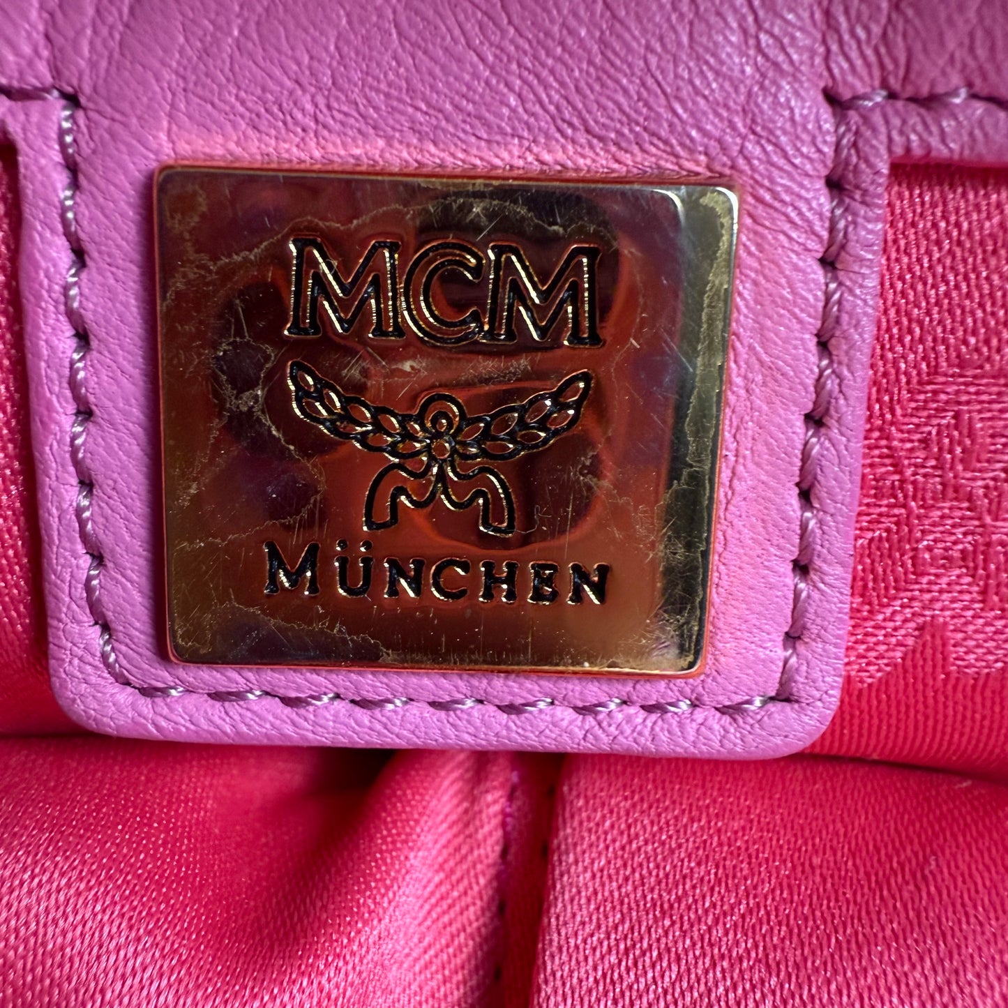 MCM Visetos ‘Pink’ Studs Backpack