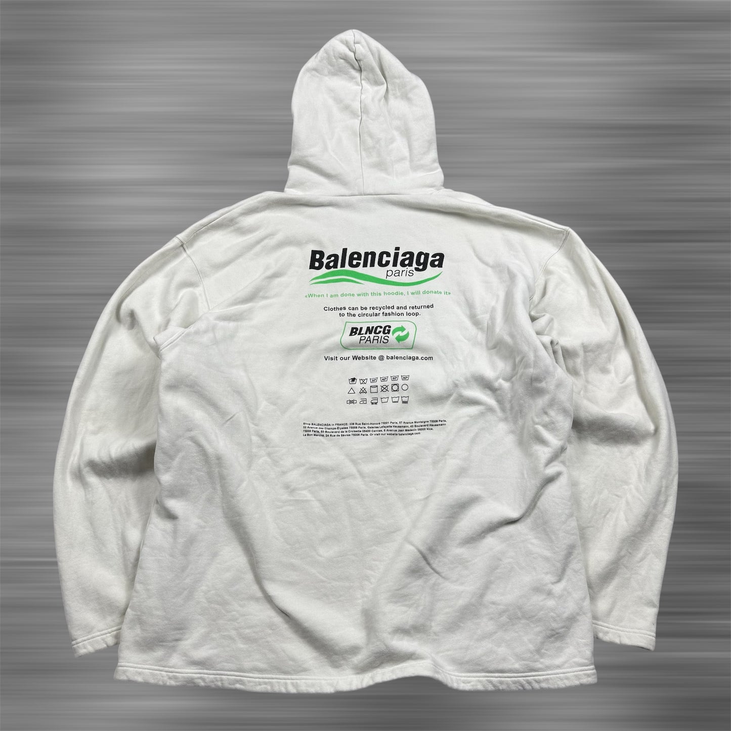 Balenciaga ‘Recycling’ White Pullover Hoodie
