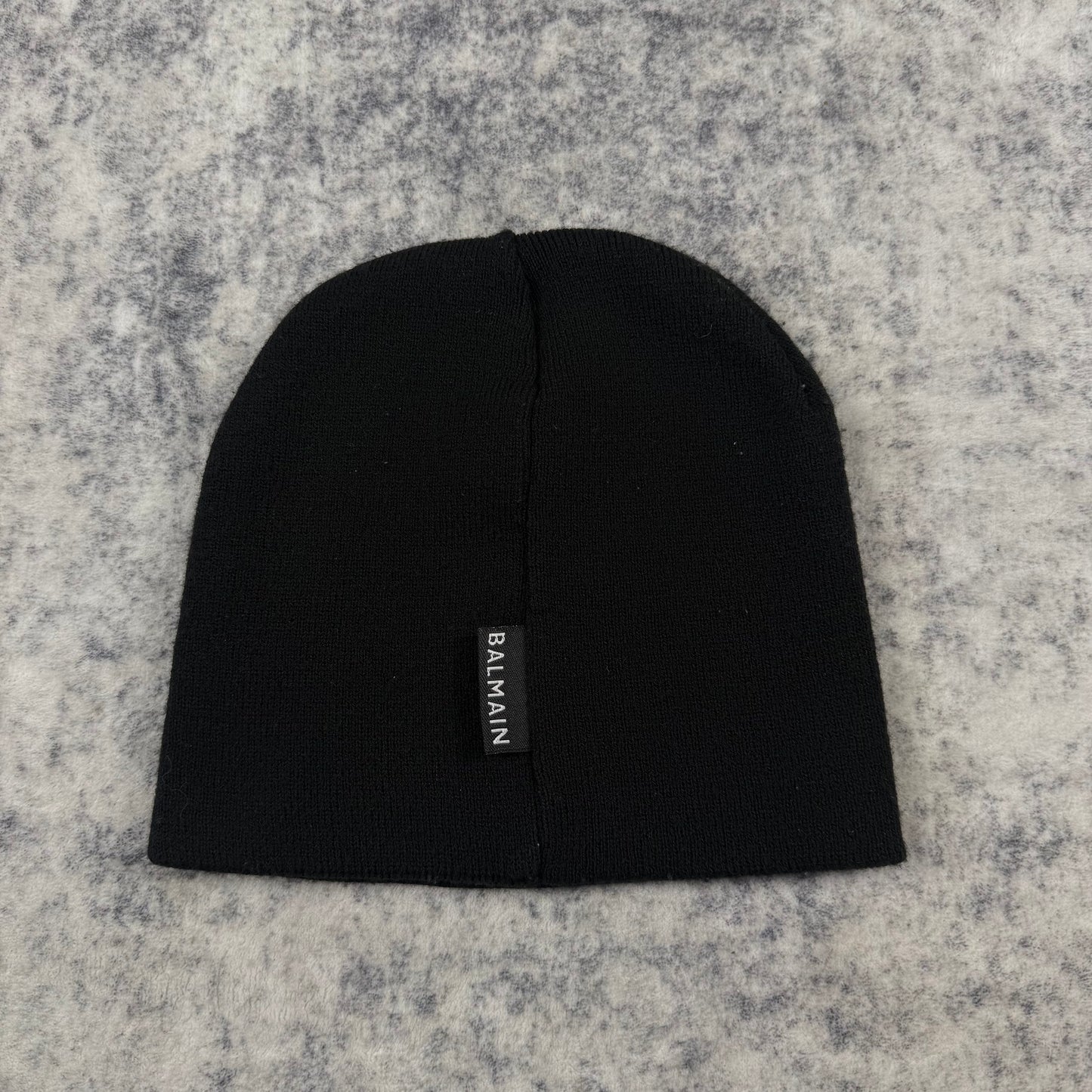 Balmain Paris Black Embroidered Logo Beanie